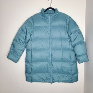 J‎ Jill Women's Mid Length Goose Down Puffer Jacket Coat Teal Parka Size XL Zip